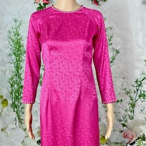 New Ao dai lua nhu y, Vietnamese traditional long dress set 🎁 l large 4 pink 🎁
